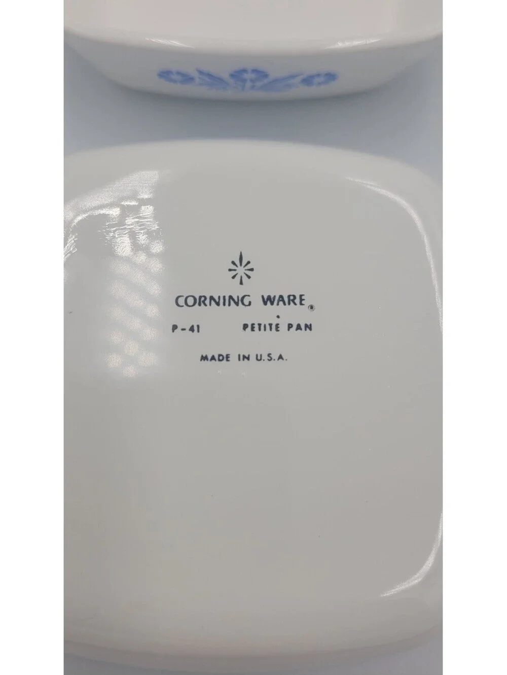 Vintage Corning Ware P-41 Petite Pan Set of 2 White Blue Floral Casserole Dishes
